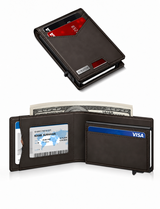 Stratum™ Pop-Up RFID Wallet (Dark Brown)
