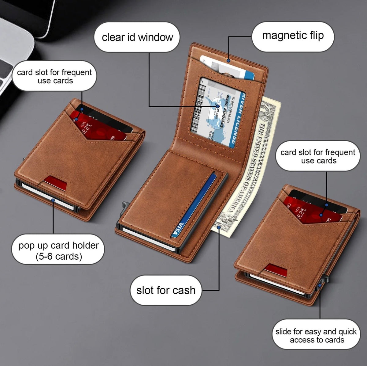 Stratum™ Pop-Up RFID Wallet (Brown)