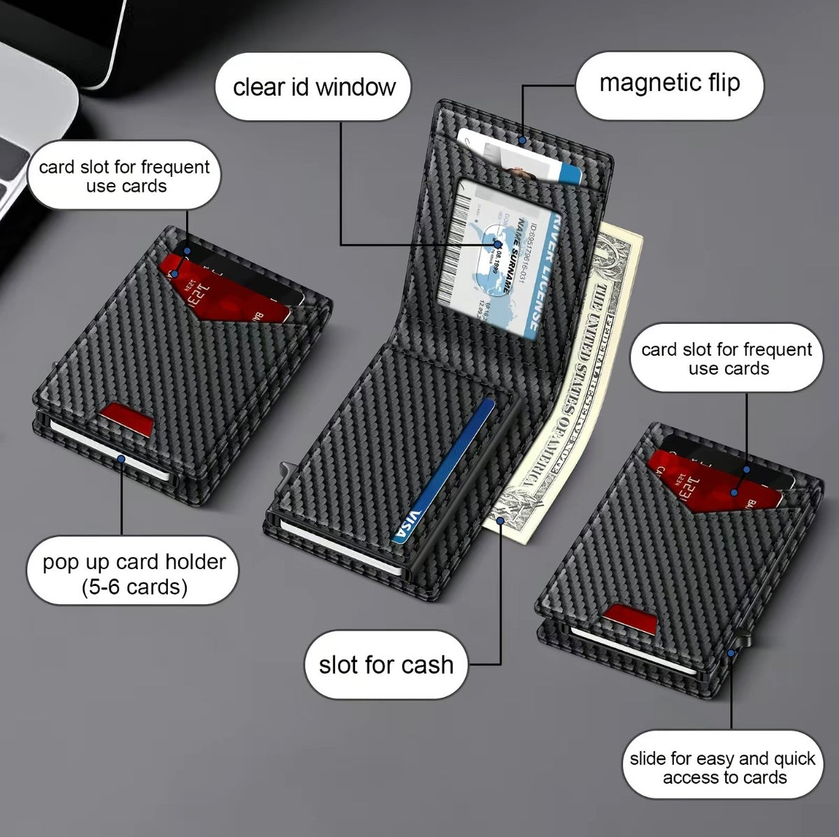 Stratum™ Pop-Up RFID Wallet (Carbon Black)