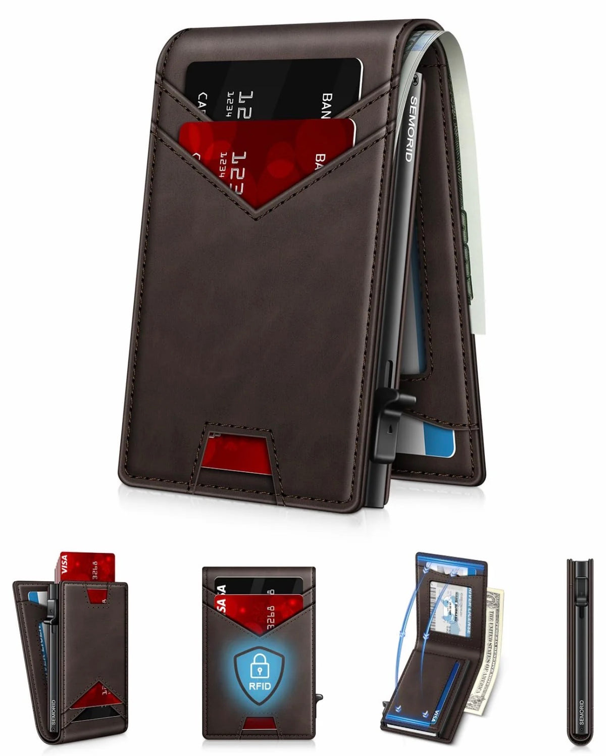 Stratum™ Pop-Up RFID Wallet (Dark Brown)